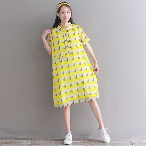 

japanese-style mori girl line literature and art loose-fit slimming chiffon polka dot printed short-sleeve dress women's women d, White;black