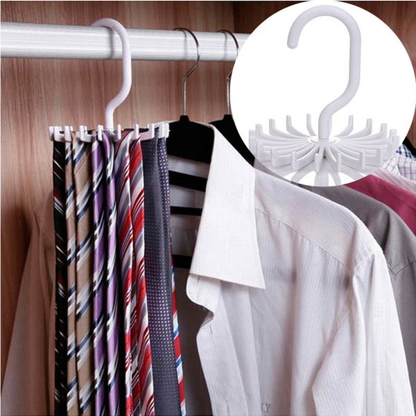 

neck tie holder space saving multifunction 1 pc plastic 20 hooks 360 degree rotating belt rack neck tie hanger