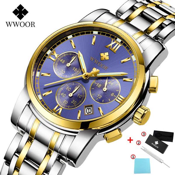 

new watches men wwoor chronograph men fashion clock waterproof stainless steel quartz men's watch relogio masculino, Slivery;brown