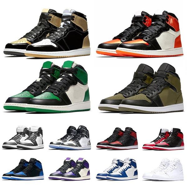 

fashion jumpman 1s og designer men women basketball shoes golden satin pine green olive canvas purple shadow trainers sneakers