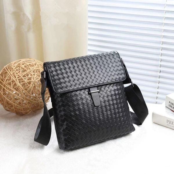 

kaisiludi leather satchel new woven men's single shoulder bag fashion vertical business flip casual bag