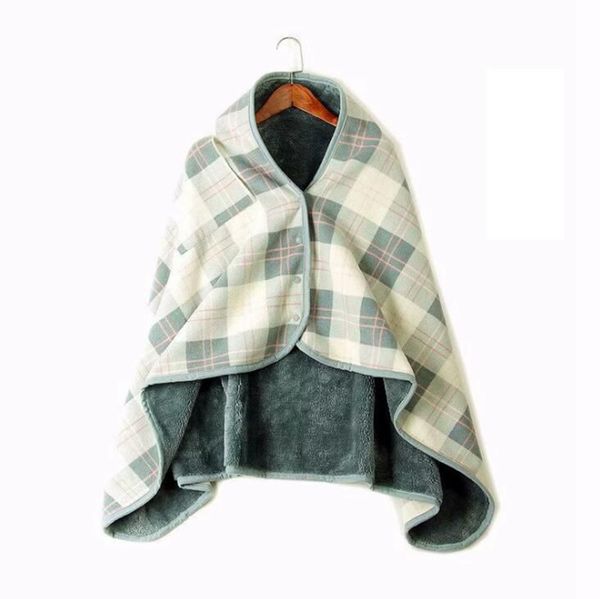 

plaid cape blankets 10 colors women winter tartan scarves cozy checked blanket warp shawl heating blankets ooa7427-2, Black