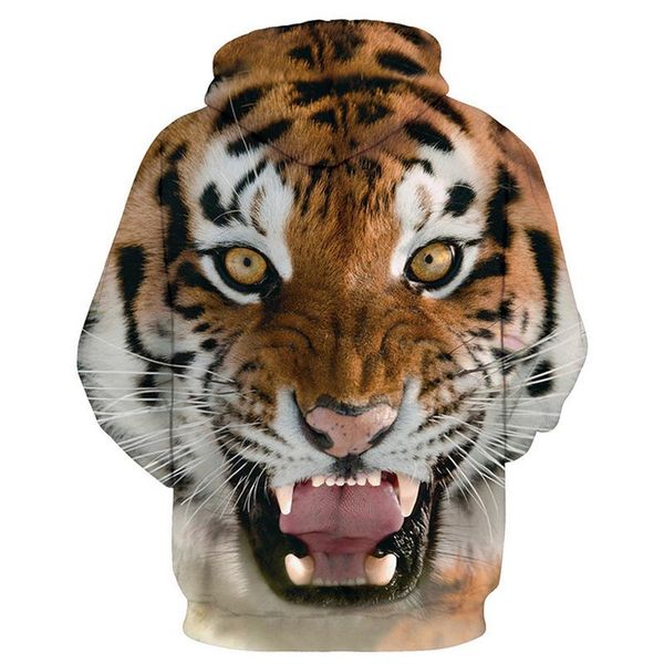 

men 's hoodies sweatshirt men funny 3d tiger lion fashion harajuku brand plus size s -3xl printed hoodie men women pullovers fit, Black