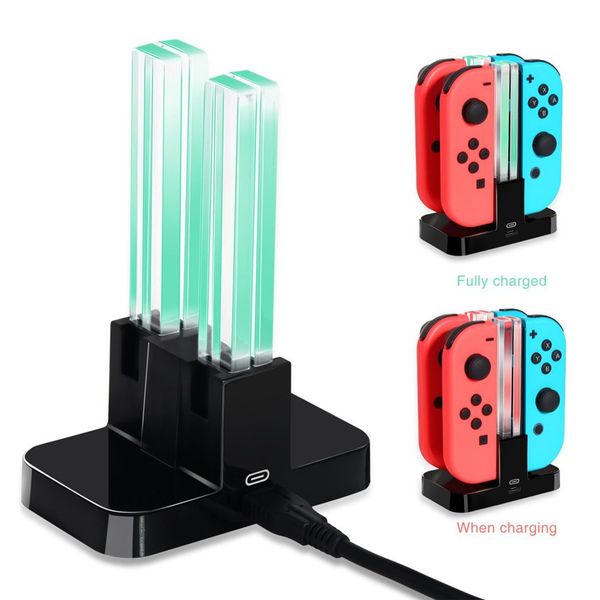 

4 in 1 controller charger for nintendo switch 4 joy-con controllers charging cradle dock station led indication charger stand