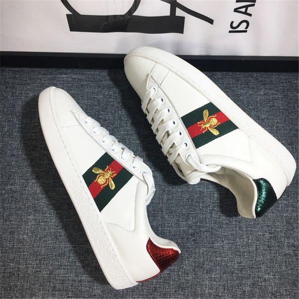 

luxury designer gucci casual woman shoes ace embroidery bee tiger snake flat sneaker sports trainers genuine leather men women shoes