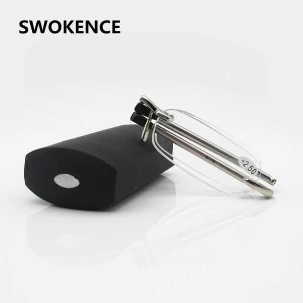 

swokence высококлассные складные очки для чтения без оправы женщины мужчины бренд дизайнер 3 цвета анти-усталость пожилые пресбиопические оч, White;black