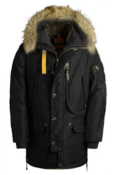 

park man jassen daunejacke outerwear big fur hooded fur coat under winter fur kodia's winter cloak, Black