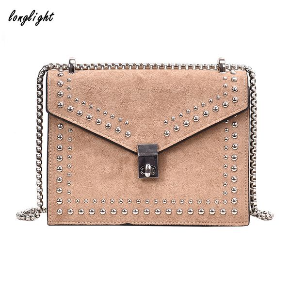 

women rivet decorated pu crossbody bag woman minimalist handbag graceful shoulderbag individual style lady handbag longlight bag