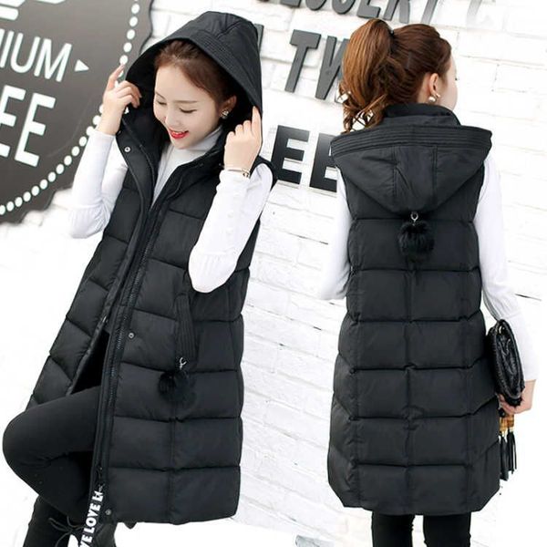 

down jacket women 2019 winter sleeveless hooded down coat female outwear zipper ultra light duck warm female, Black