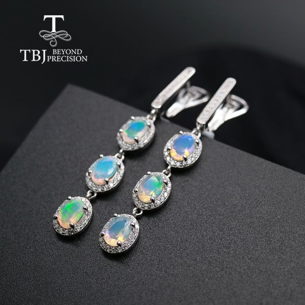 

long opal cute earring ,4.5ct natural opal oval 5*7mm gemstone jewelry 925 sterling silver fine jewelry for party tbj promotion, Golden;silver