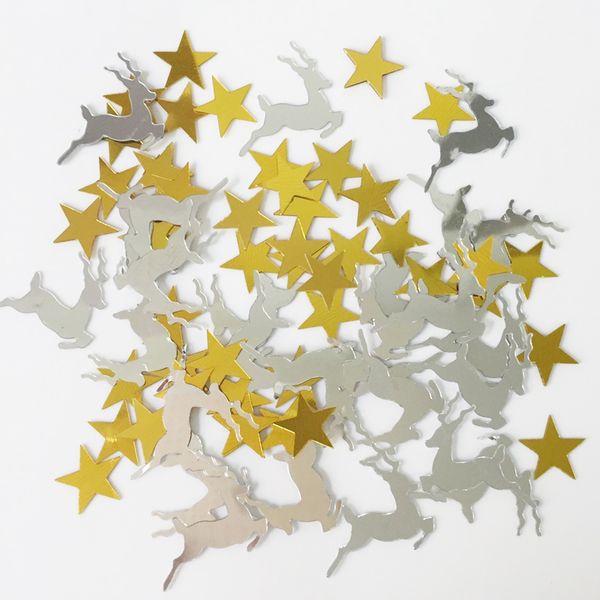 

15g foil sprinkle christmas deer sequin confetti scrapbooking table scatters wedding party decoration gold silver stars ornament