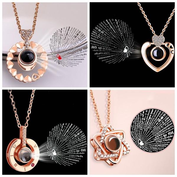 

dropshipping new rose gold silver 100 языки я люблю тебя проекция ожерелье romantic love memory свадебные ожерелье