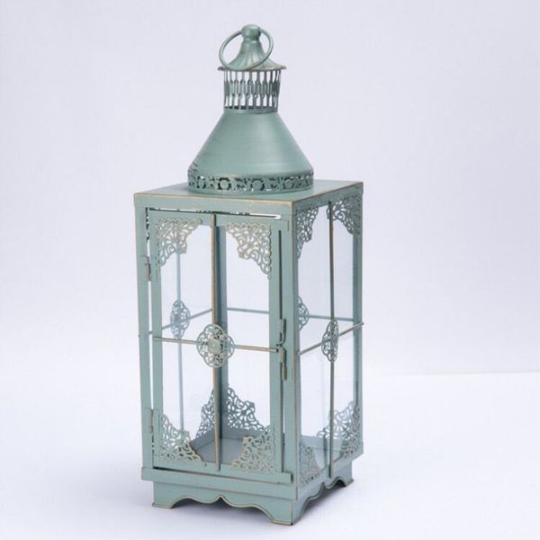 Iron Art Glass Candle Holders Lantern Home Wedding Decoration Film