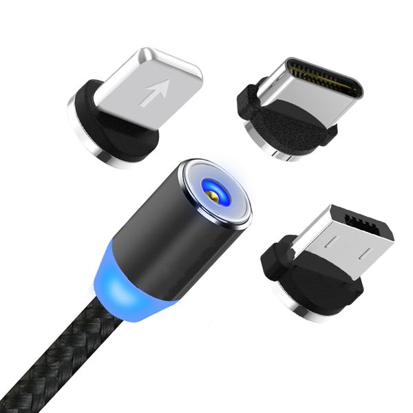 

2 4a fa t charging led round magnetic cable android micro u b type c phone 8 braided charging cord charger for am ung huawei
