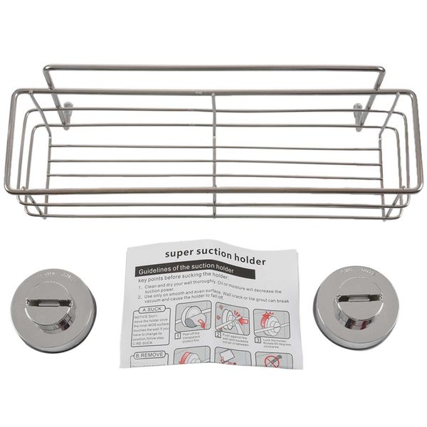 

stainless steel non-rust bathroom shower shelf storage suction basket caddy