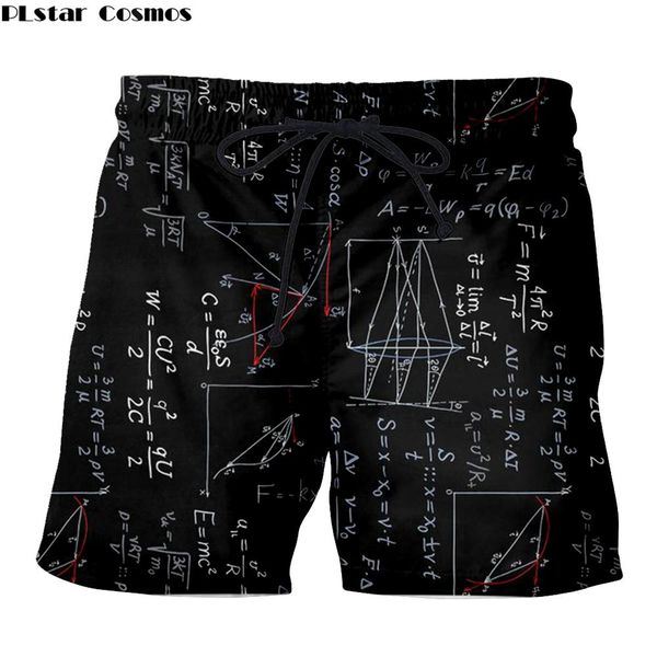 

einstein men funny math board shorts viking tattoo 3d print summer casual jogger casual quick-drying beach knee length pants, White;black