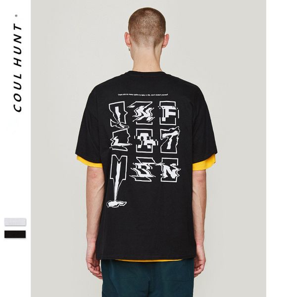

2019 ss spring summer harajuku original design printed t shirt hip hop rock original abstract pattern short sleeve cotton tees, White;black