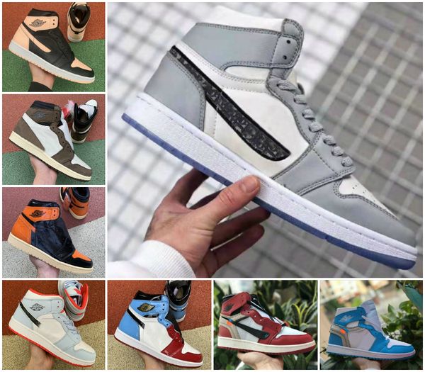 

2020 jumpman high 1 og gs x men basketball shoes obsidian asg unc crimson tint fearless banned retroes 1s chicago white grey sports shoes, Black