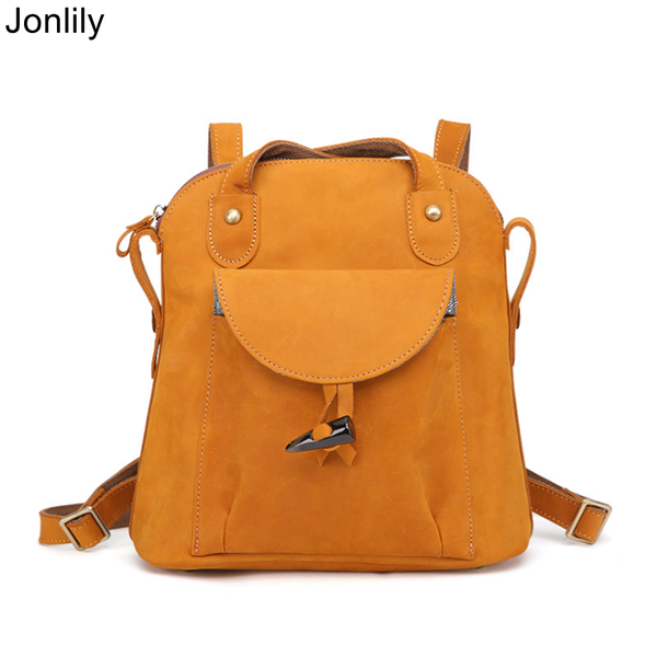 

jonlily women genuine leather commuter backpack female faashion multifunctional shoulderbag high capacity daybag purse -kg285
