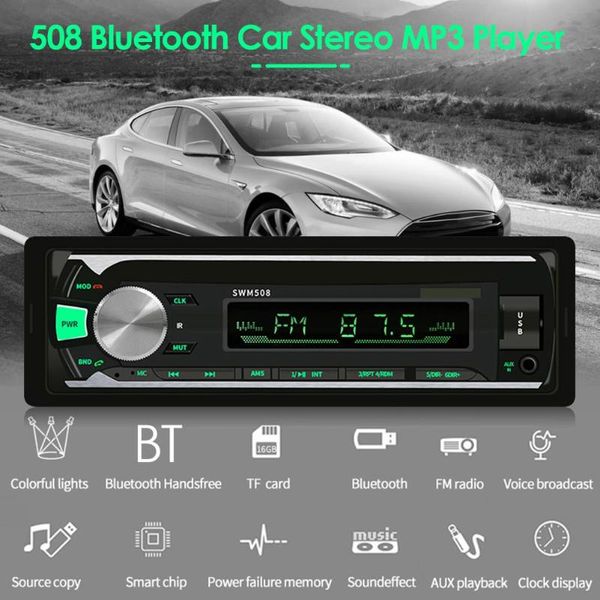 

508 bluetooth car radio mp3 player aux usb fm audio copy head unit receiver equipped with radio and colorful lighting
