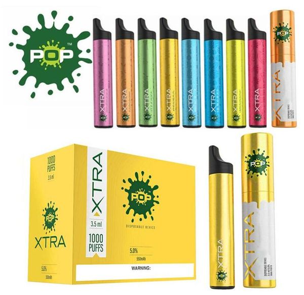 

New POP XTRA Disposable Vape Pen Pre-filled 3.5ml 1000puffs Starter Kit Device System Vaporizer Cartridges Pods e Cigs Vapor Fast Shipping