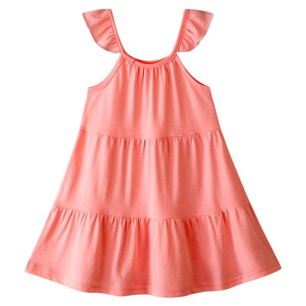 

fashion 2020 kids girls dress fashion 2020 toddler kids baby girls solid ruffle suspender dress outfits clothes vestidos, Red;yellow