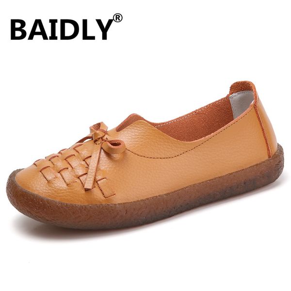 

spring autumn women flats leather shoes lace up ballet ballerines genuine leather flats woman loafers lady walking shoes, Black