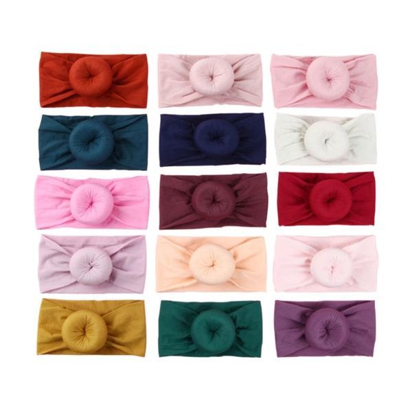 

15pcs / серия нейлон пончик младенца оголовье infant ободки круглый bun headdress пледики тюрбан для малышей 15 цветов jfny081, Slivery;white