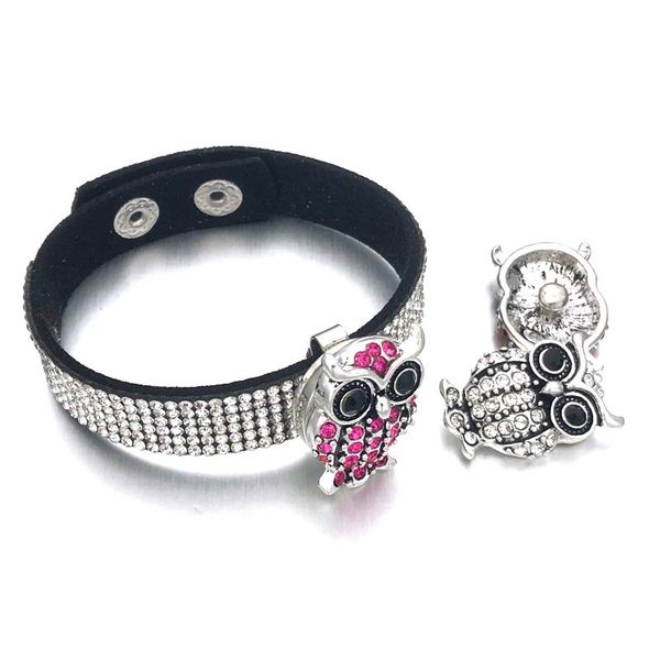 

fashion bling bling interchangeable 311 rhinestones velvet bracelet 18mm snap button jewelry charm bangle for women gift, Golden;silver