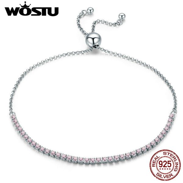 

wostu валентина день подарков стерлингового серебра 925 luminous, розовый cz strand браслет теннис браслет женщины s925 silver jewelry cqb04, Black