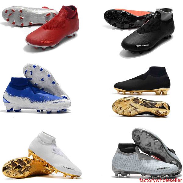 

new arrivaled 100% white gold wholesale soccer cleats ronaldo cr7 original soccer shoes phantom vsn elite df fg football boots