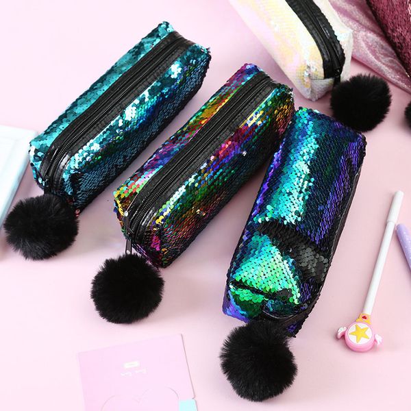 

creative sequin pencil case for girls school supplies super big school stationery gift pencil case stationery
