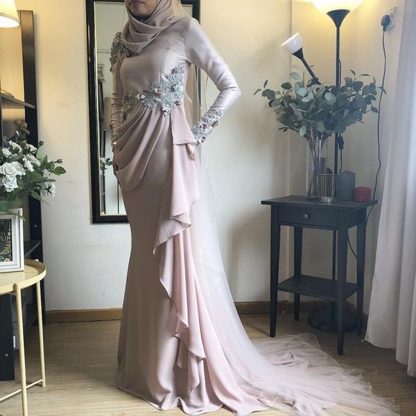 

mermaid prom muslim evening dresses robe de soiree, Black