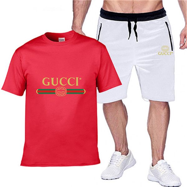 

2020 мужская дизайнерская мода спортивный костюм буквы вышивка бренд предметов роскоши летняя спортивная одежда с короткими рукавами пуловер, Gray