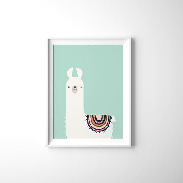 

cute animal llama canvas art print , llama canvas painting poster kids room tribal wall art decor