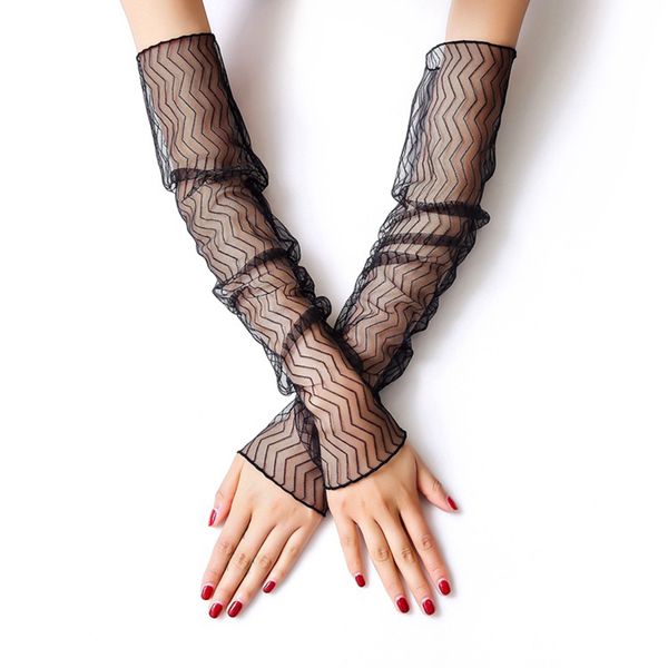 

new women summer sun protection gloves mesh lace uv thin long-sleeved bike breathable cycling gloves driving arm warmers sleeves, Silver