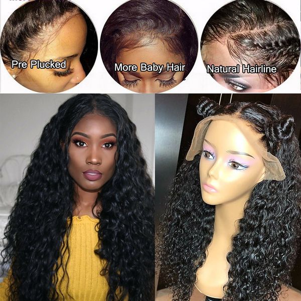 

150% pre plucked water wave lace front human hair wigs with baby hair brazilian remy hair wig for black women