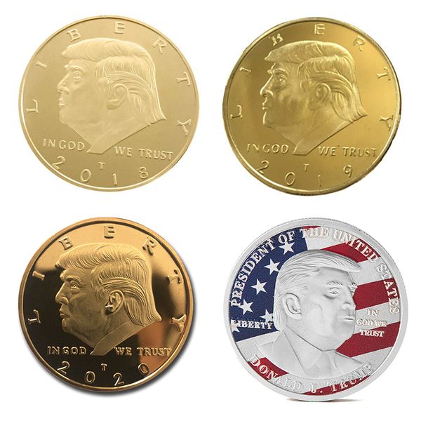 

donald trump commemorative coin 2018-2020 usa president general election gold coins silver badge metal craft 4 styles