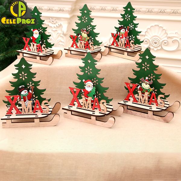 Christmas Wooden Decoration Santa Claus Sledges Ornaments Office