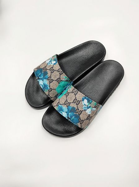 

rubber slide sandal floral brocade men slipper gear bottoms flip flops women striped beach causal slipper with box