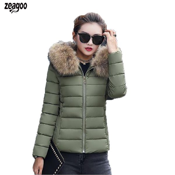 

women hooded solid coat long sleeve zipper down jacket pockets autumn, winter slim casual outwear casual, Black