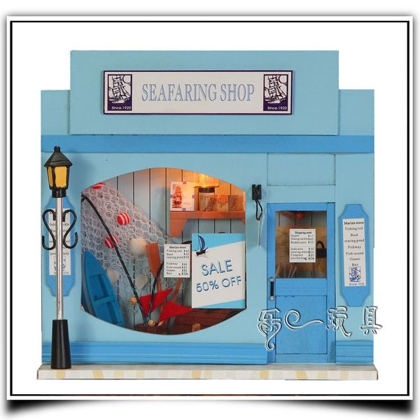 Ahşap DIY El Yapımı Kendinden birleştirin Dollhouse Mini Evi 13509 - Seafaring Dükkanı