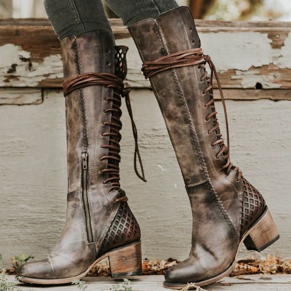 

delicate leisure boots autumn winter to knee women wear tall ribbons and tall autumn boots round, Black