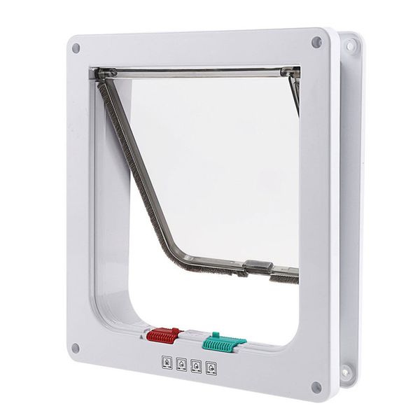 

4 way lockable dog cat kitten door security flap door abs plastic animal small pet cat dog gate pet supplies s/m/l