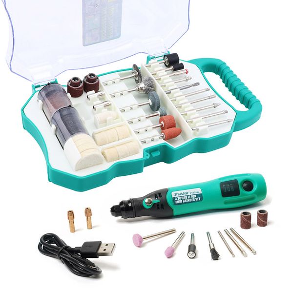 

pro'skit pt-5205u 3.7v usb charging electric grinder set mini electric drill screwdriver engraver for grinding milling polishing
