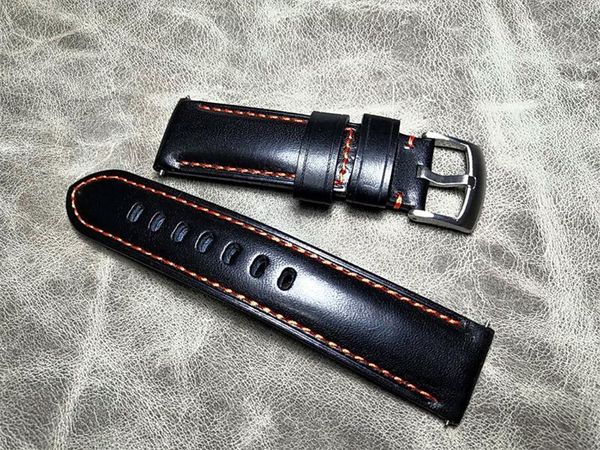 

22mm 24mm 26mm black retro italy calf leather universal watchband replace for pam 44111 pilot universal watch strap, Black;brown
