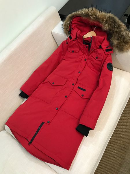 

лидирующий волк волосы пуховик женщин 2018 зима новый канадский ветер длинный участок толщиной колена теплые куртки гуся, Black