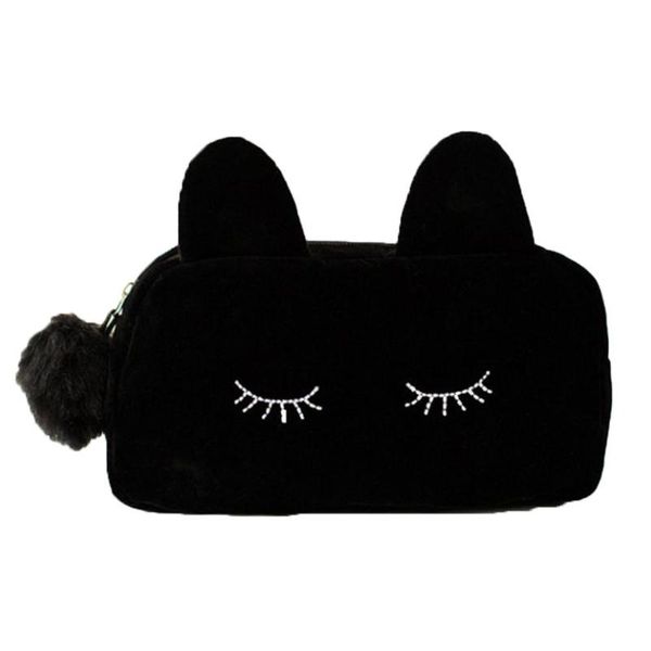 

hobbylane cute cat shape cosmetic bag flannelette bag large capacity storage
