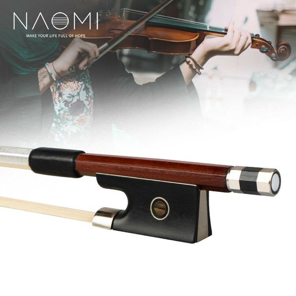 

naomi 4/4 violin bow brazilwood octagonal stick seep leather wrap ebony frog bow fast response well balance