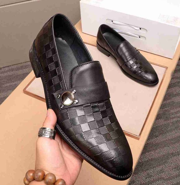 

real leather designer men formal dress shoes classic business flat shoes men's loafers christmas party wedding shoes, Black